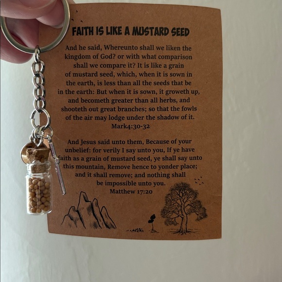 Faith Mustard Seed Keychain with Mini Vial and Cross - Picture 8 of 9